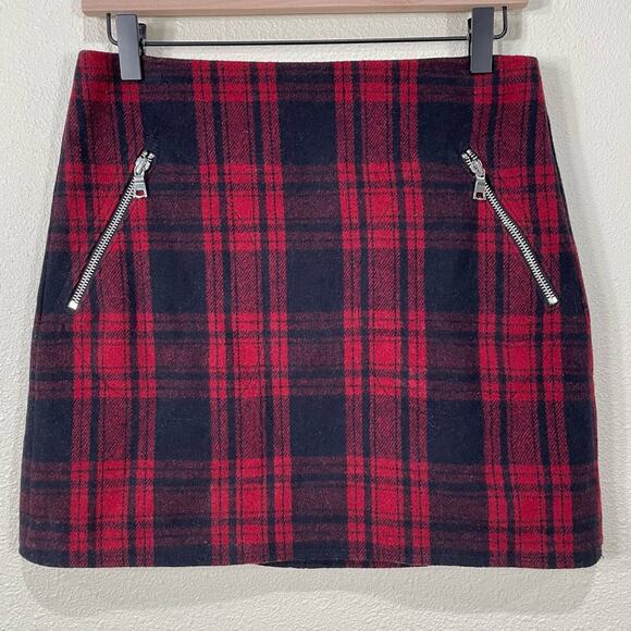 Y2k Gap Red Black Plaid Wool Zipper Mini Skirt Punk Bratz Mall Goth Grunge 0 S - Picture 3 of 7
